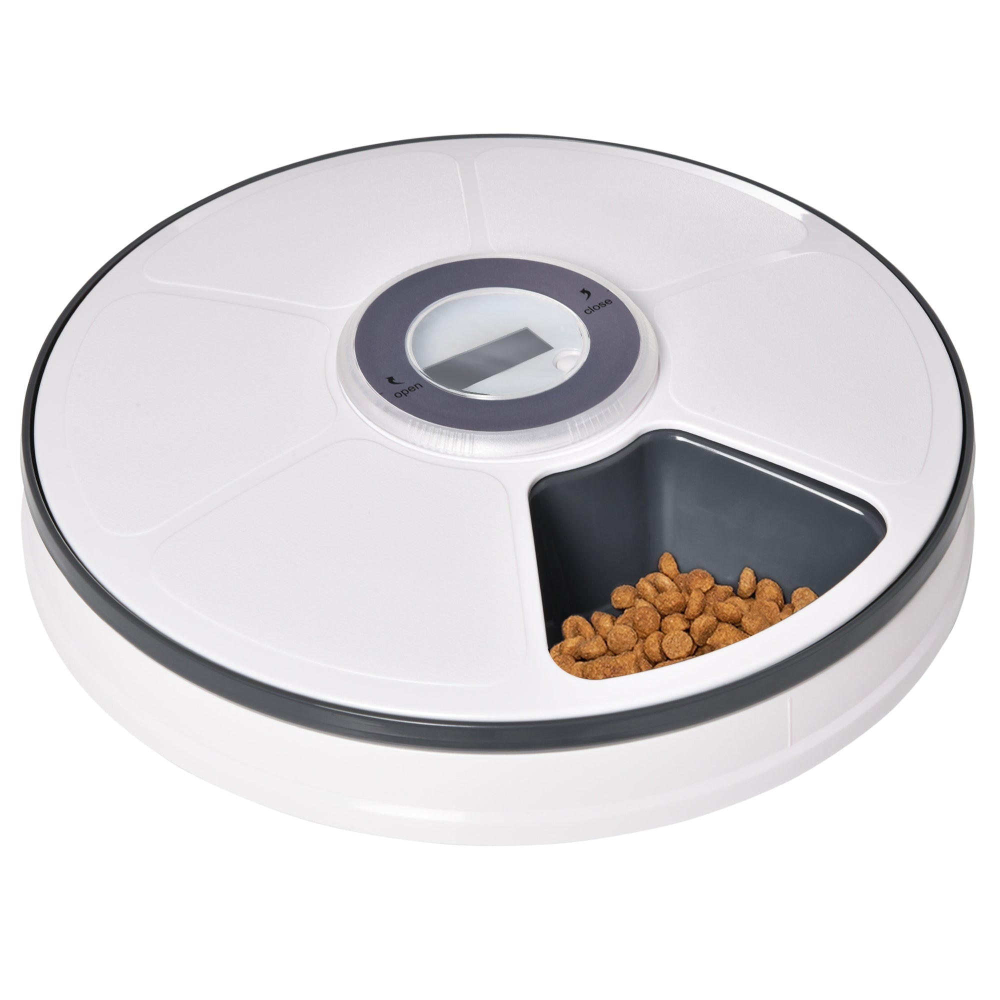 Automatic Pet Dog Cat Feeder with Digital Timer, 6-Meal Food Dispenser Trays for Wet or Dry Pet Food, LED Display Power by Battery-0