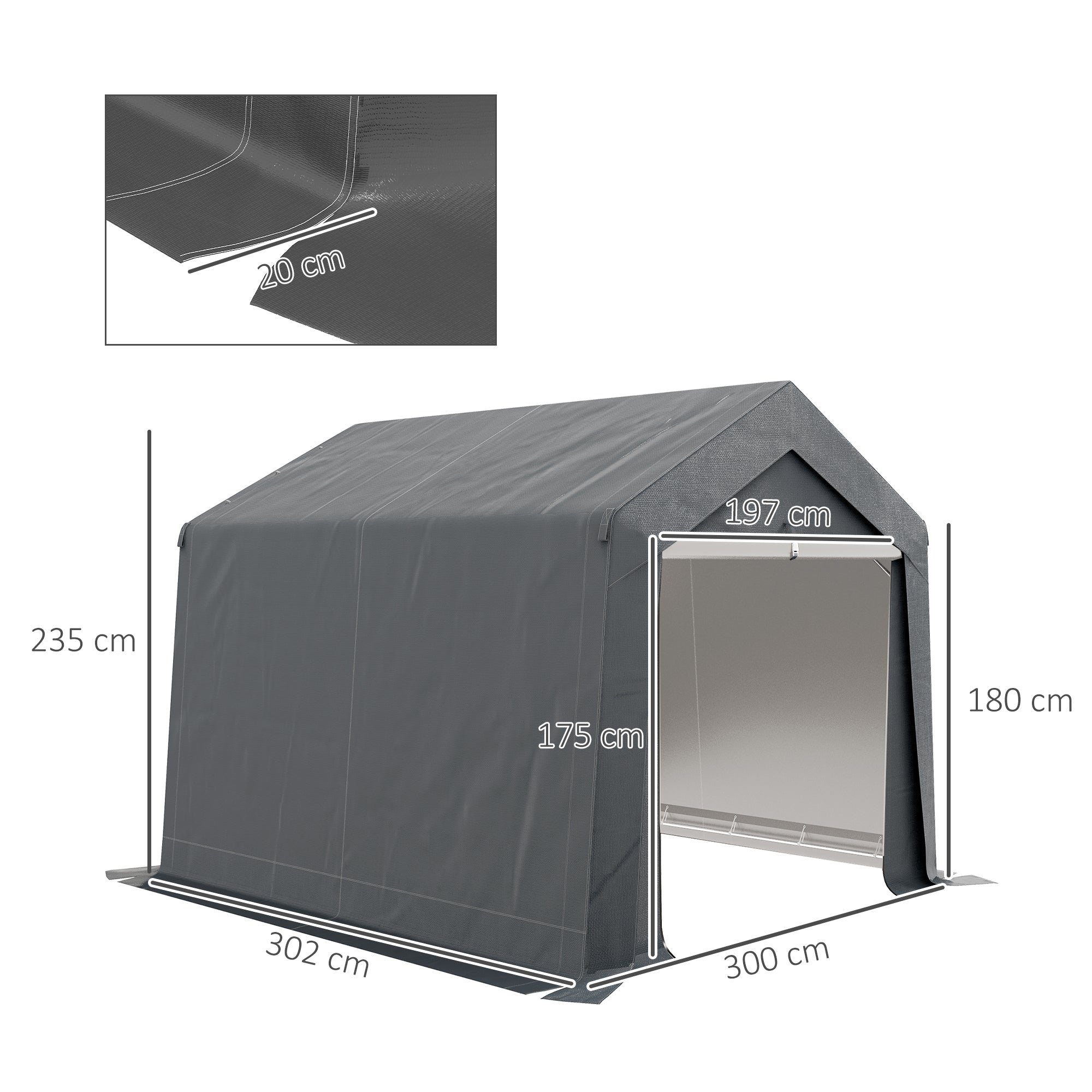 3 x 3(m) Waterproof Portable Shed, Garden Storage Tent with Ventilation Window, for Bike, Motorbike, Garden Tools-2