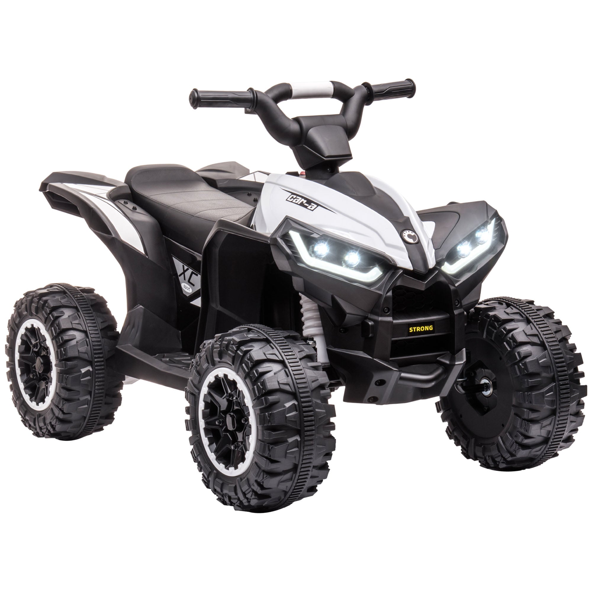 12V Quad Bike with Forward Reverse Functions, Ride on Car ATV Toy with High/Low Speed, Slow Start, Suspension System, Horn, Music, White-0