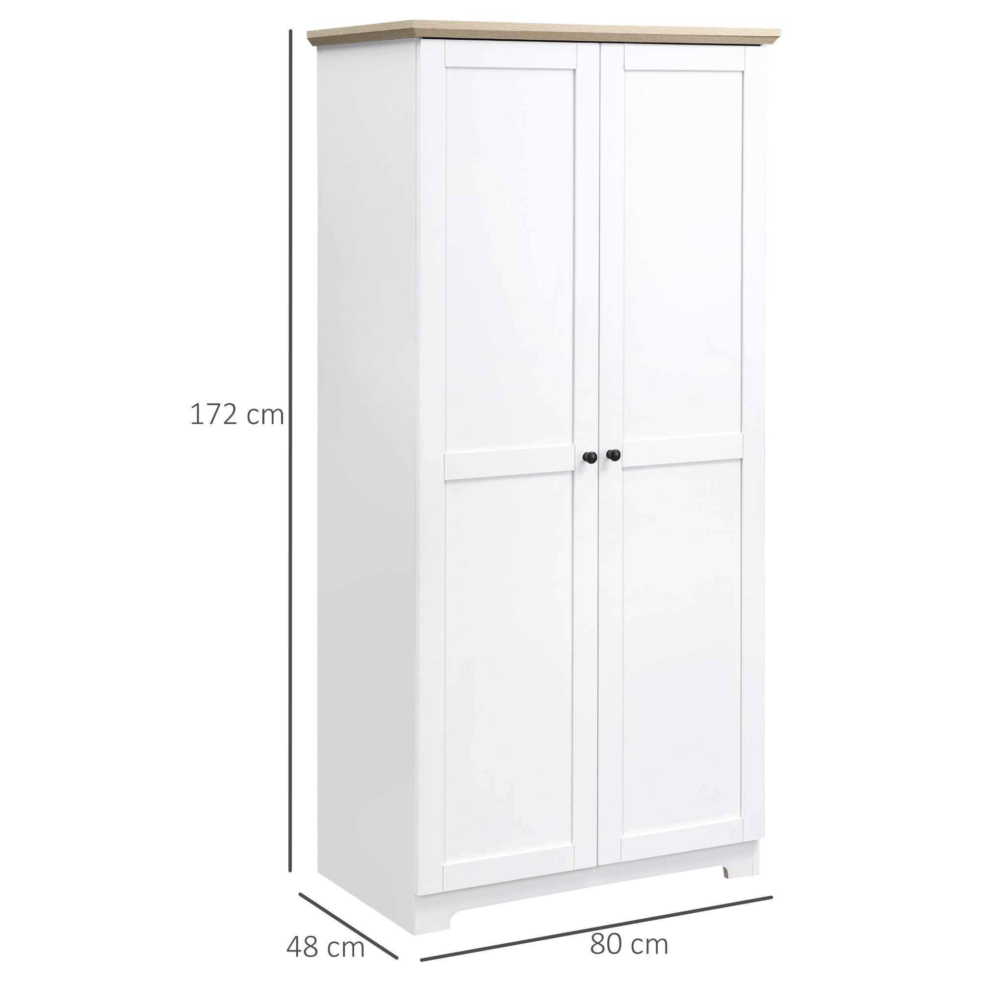 172cm Wooden Storage Cabinet Cupboard With 2 Doors 4 Shelves White Pantry Closet-2