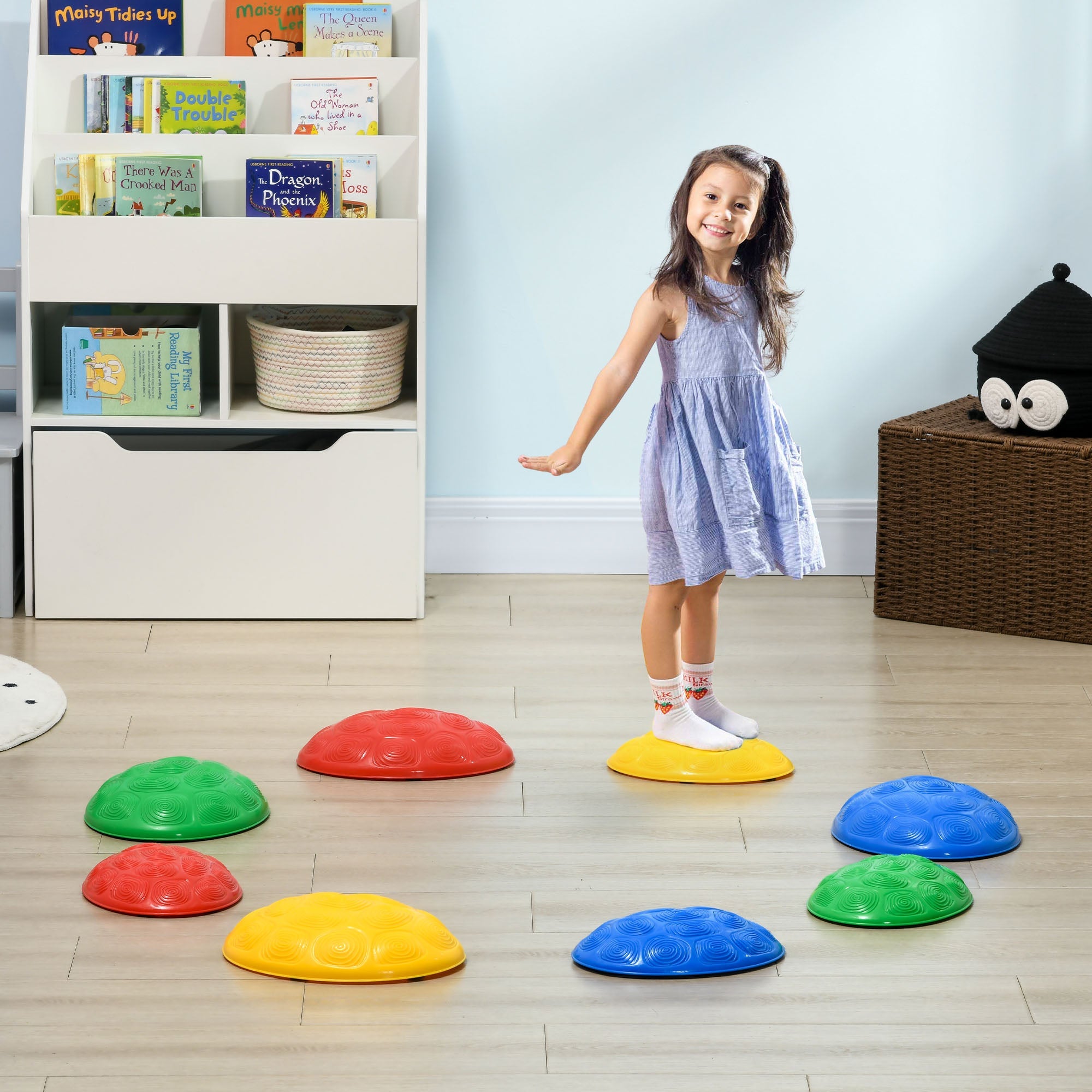 8Pcs Kids Stepping Stones with Non-Slip Mats, Balance River Stones Indoor Outdoor Sensory Toys for 3-8 Years Old-1