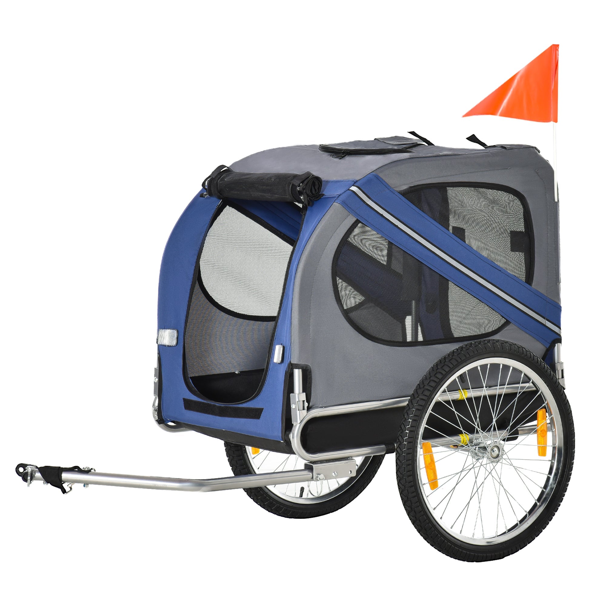 Dog Bike Trailer Pet Bicycle Trailer Foldable Dog Cat Bike Carrier with Suspension- Blue-0