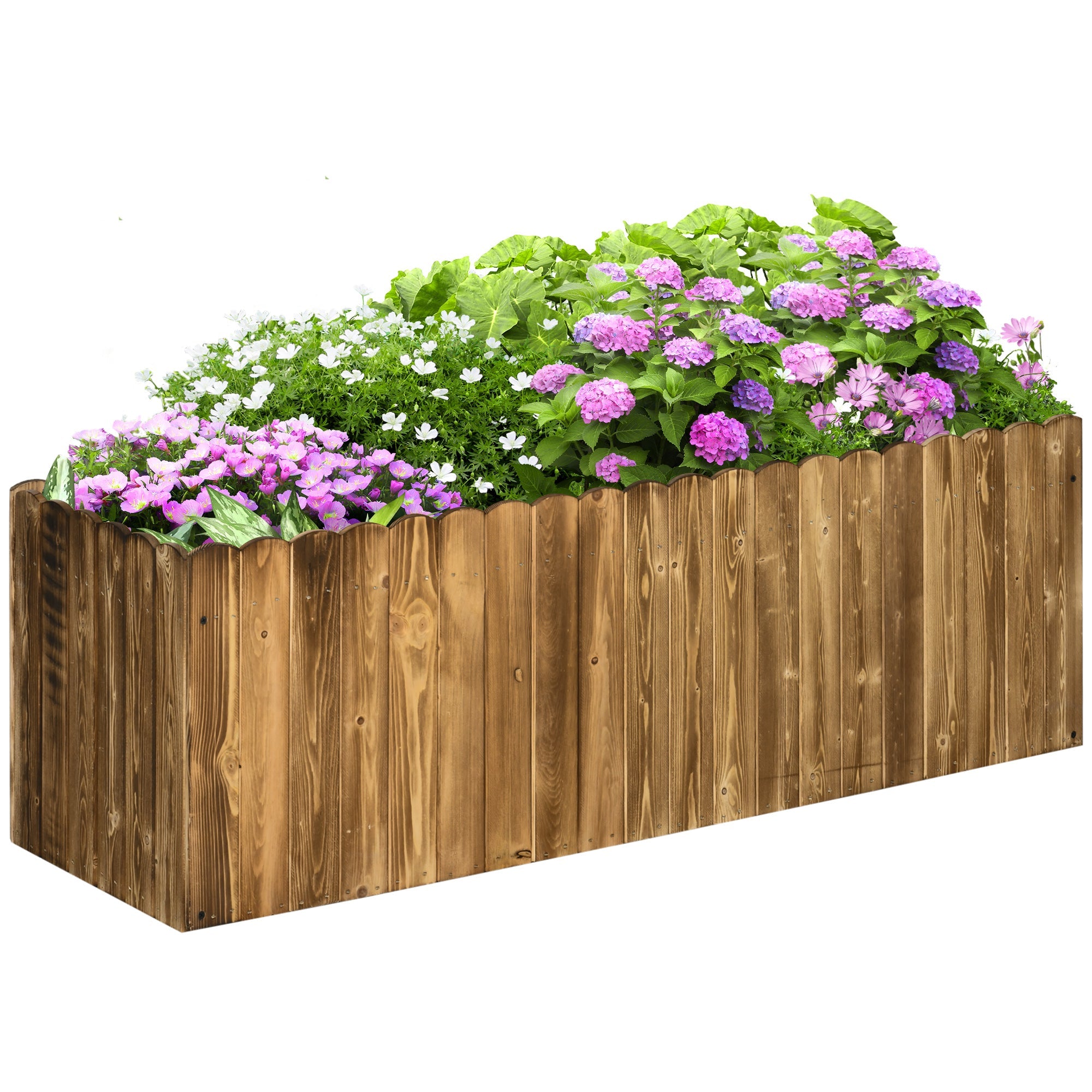 172L Garden Flower Raised Bed Pot Wooden Outdoor Large Rectangle Planter Vegetable Box Outdoor Herb Holder Display (120L x 40W x 40H (cm))-0