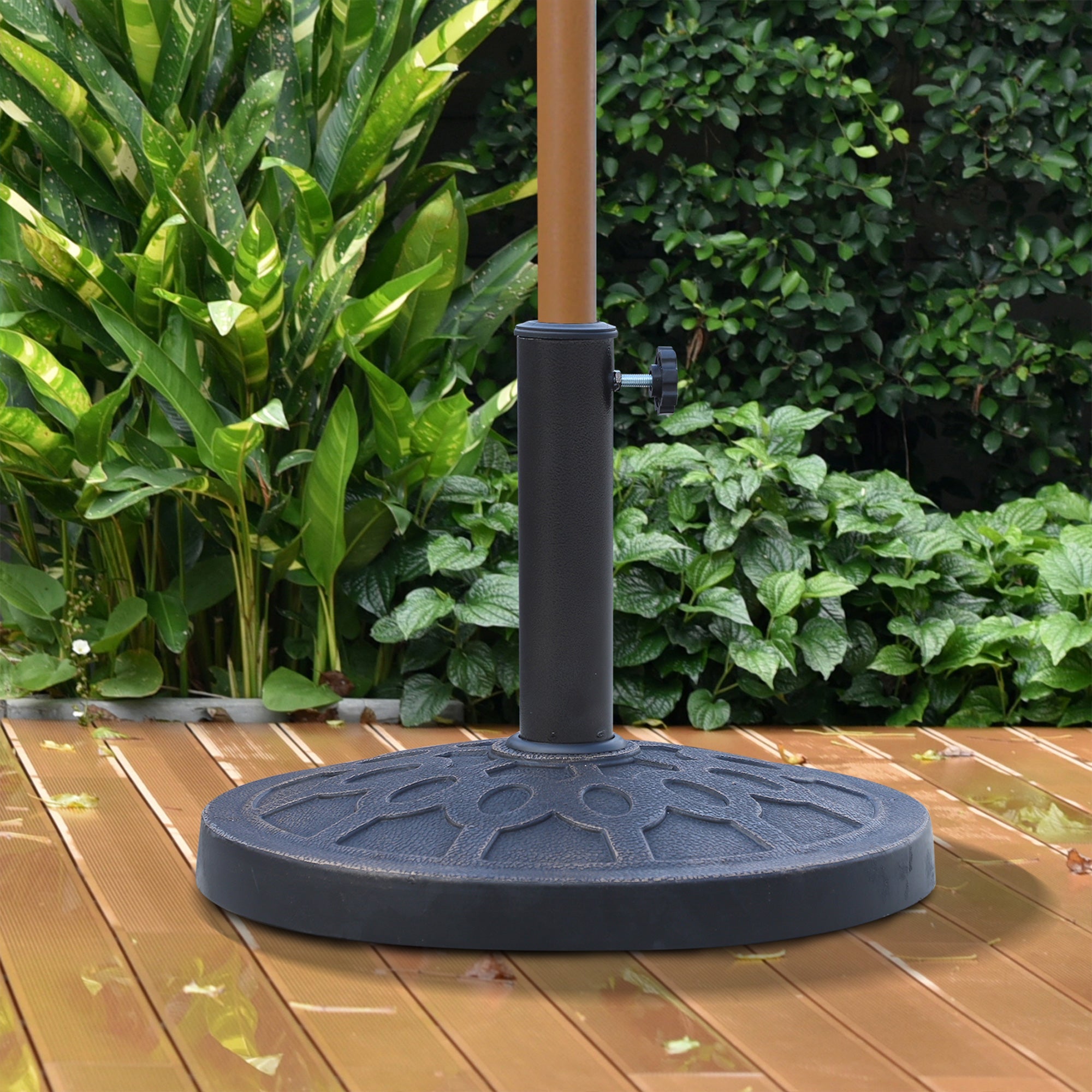 13kg Resin Umbrella Stand Holder, Garden Parasol Base for 38mm or 48mm Outdoor Umbrella Poles, Bronze Tone-1