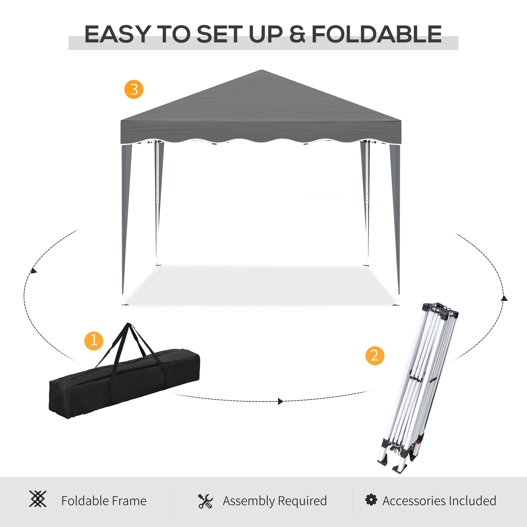 3 x 3m Pop Up Gazebo, Outdoor Camping Gazebo Party Tent with Carry Bag-4