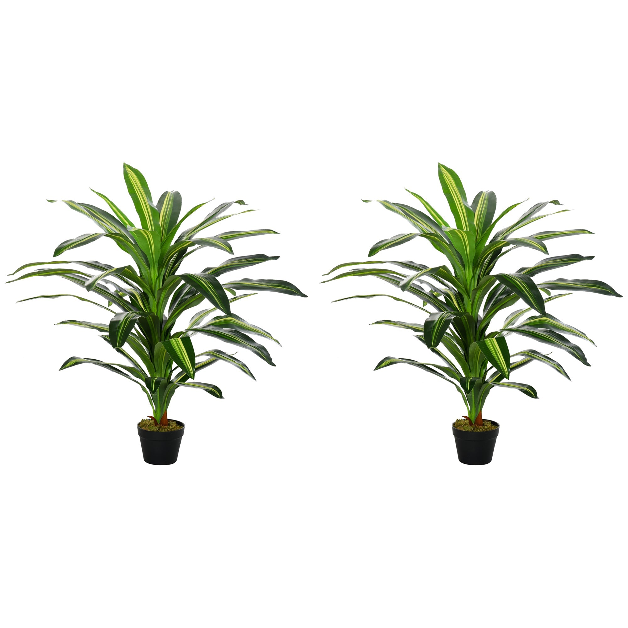 110cm/3.6FT Artificial Dracaena Tree Decorative Plant 40 Leaves with Nursery Pot, Fake Tropical Tree for Indoor Outdoor Décor, Set of 2-0