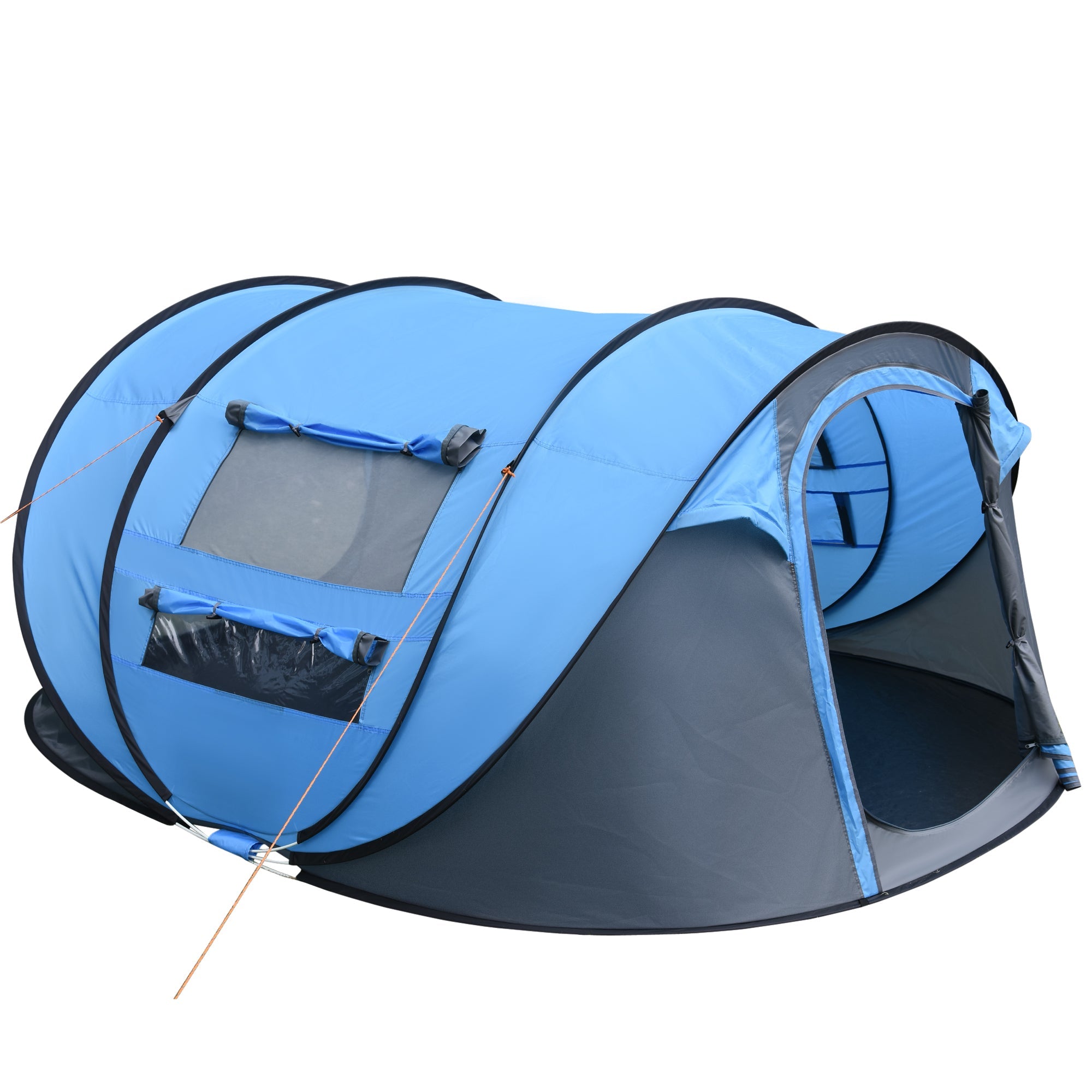 4-5 Person Pop-up Camping Tent Waterproof Family Tent w/ 2 Mesh Windows & PVC Windows Portable Carry Bag for Outdoor Trip Sky Blue-0