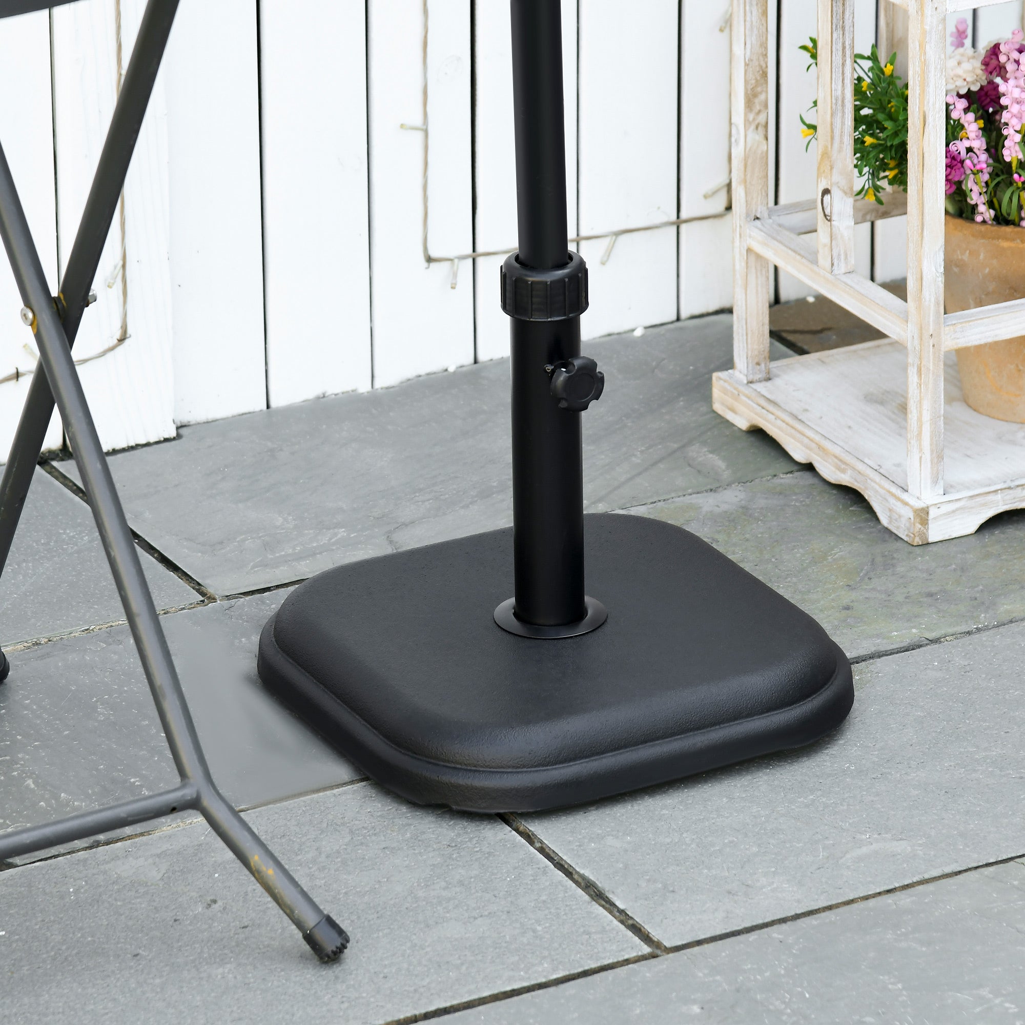 11kg Concrete Garden Parasol Base Holder, Square Outdoor Table Umbrella Stand Weight, Black-1