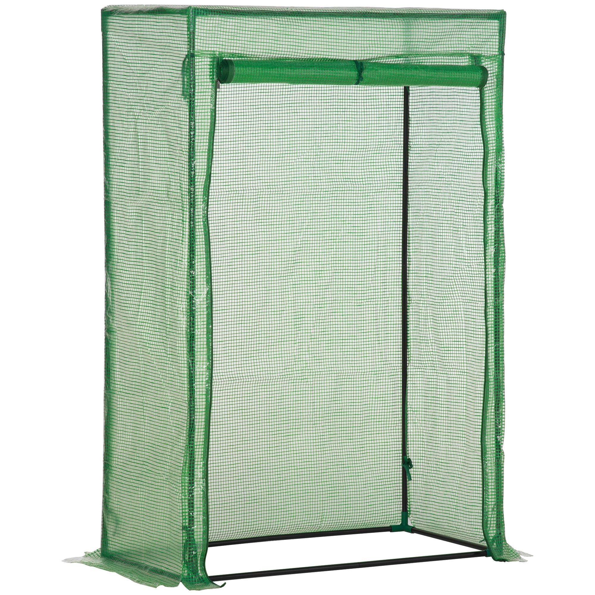 100 x 50 x 150cm Greenhouse Steel Frame PE Cover with Roll-up Door Outdoor for Backyard, Balcony, Garden, Green-0