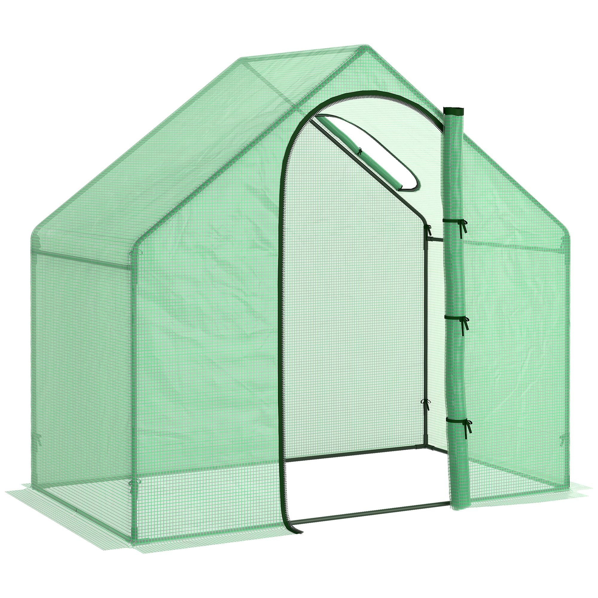 Walk in Greenhouse Garden Grow House with Roll Up Door and Window, 180 x 100 x 168 cm, Green-0