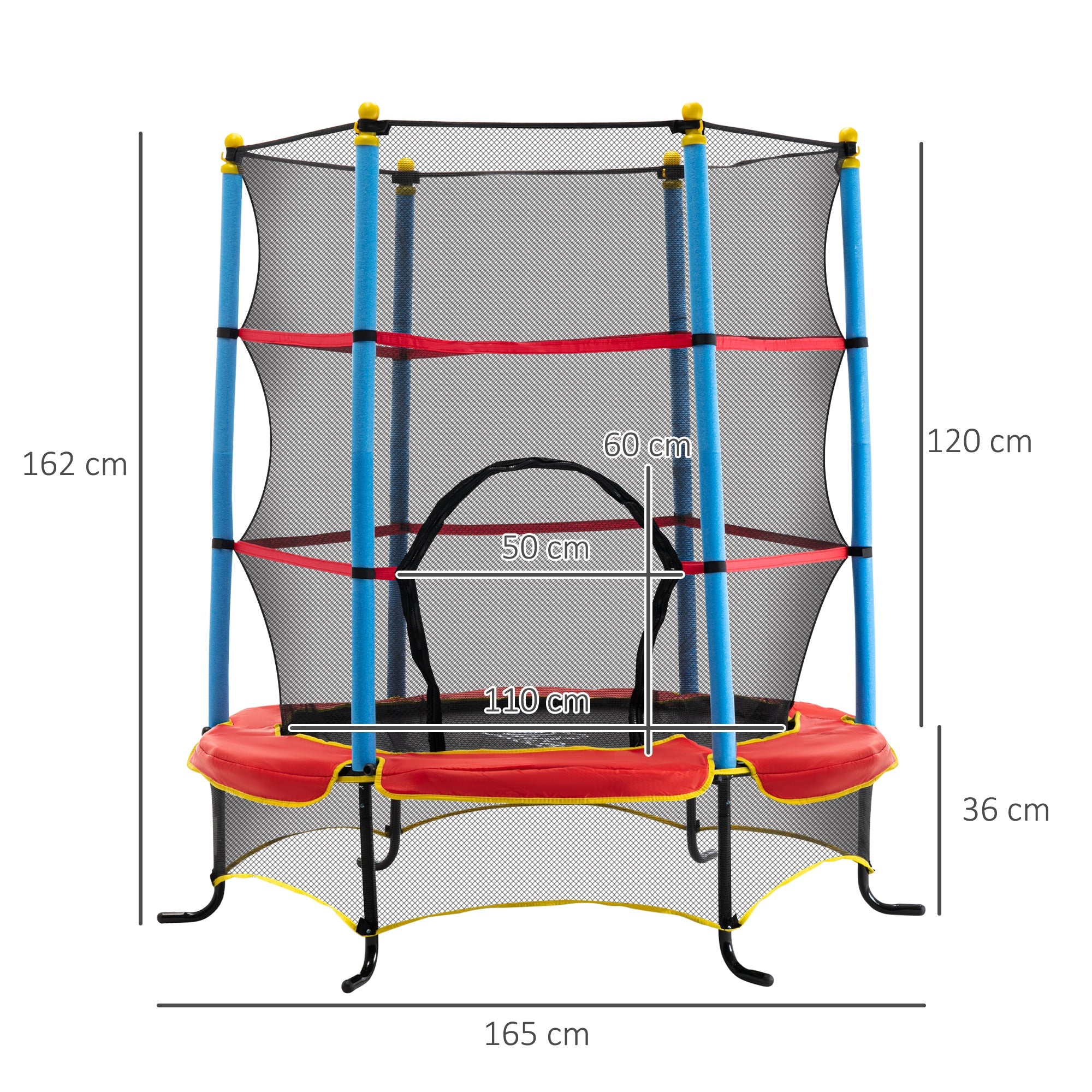 5.4FT/65 Inch Kids Trampoline with Enclosure Net Built-in Zipper Safety Pad Indoor Outdoor for Children Toddler Age 3-6 Years Old-2