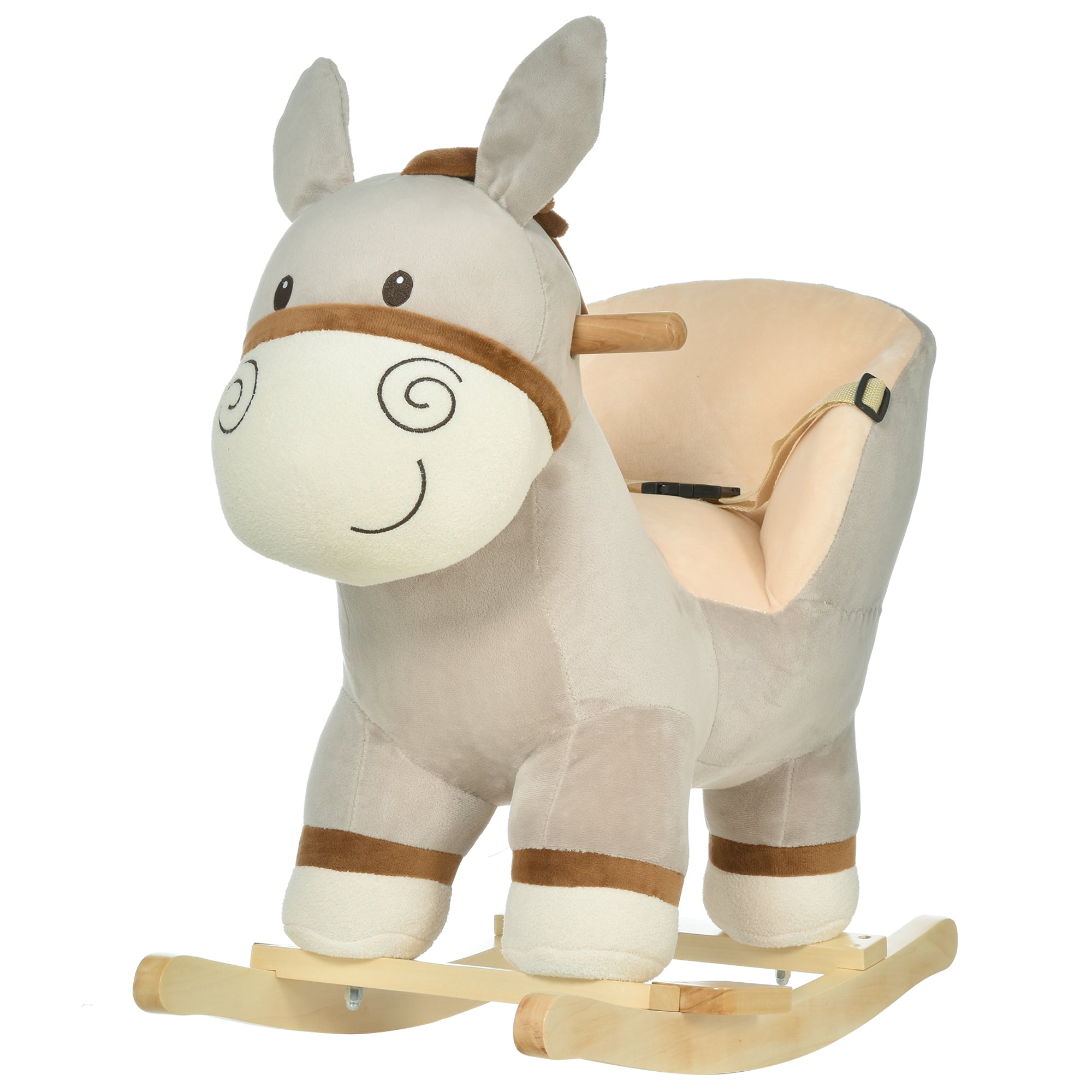 Toddlers Donkey Plush Rocking Ride On w/ Sound Grey-0