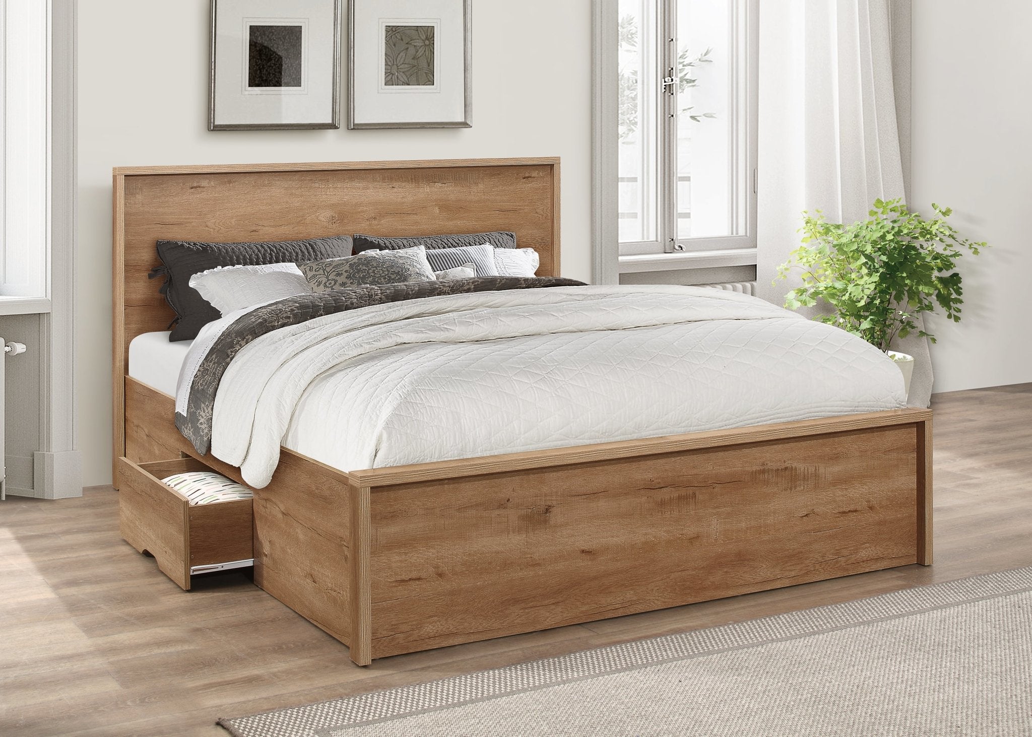 Stockwell Double Bed Rustic Oak-0