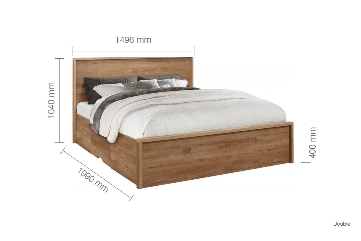 Stockwell Double Bed Rustic Oak-1