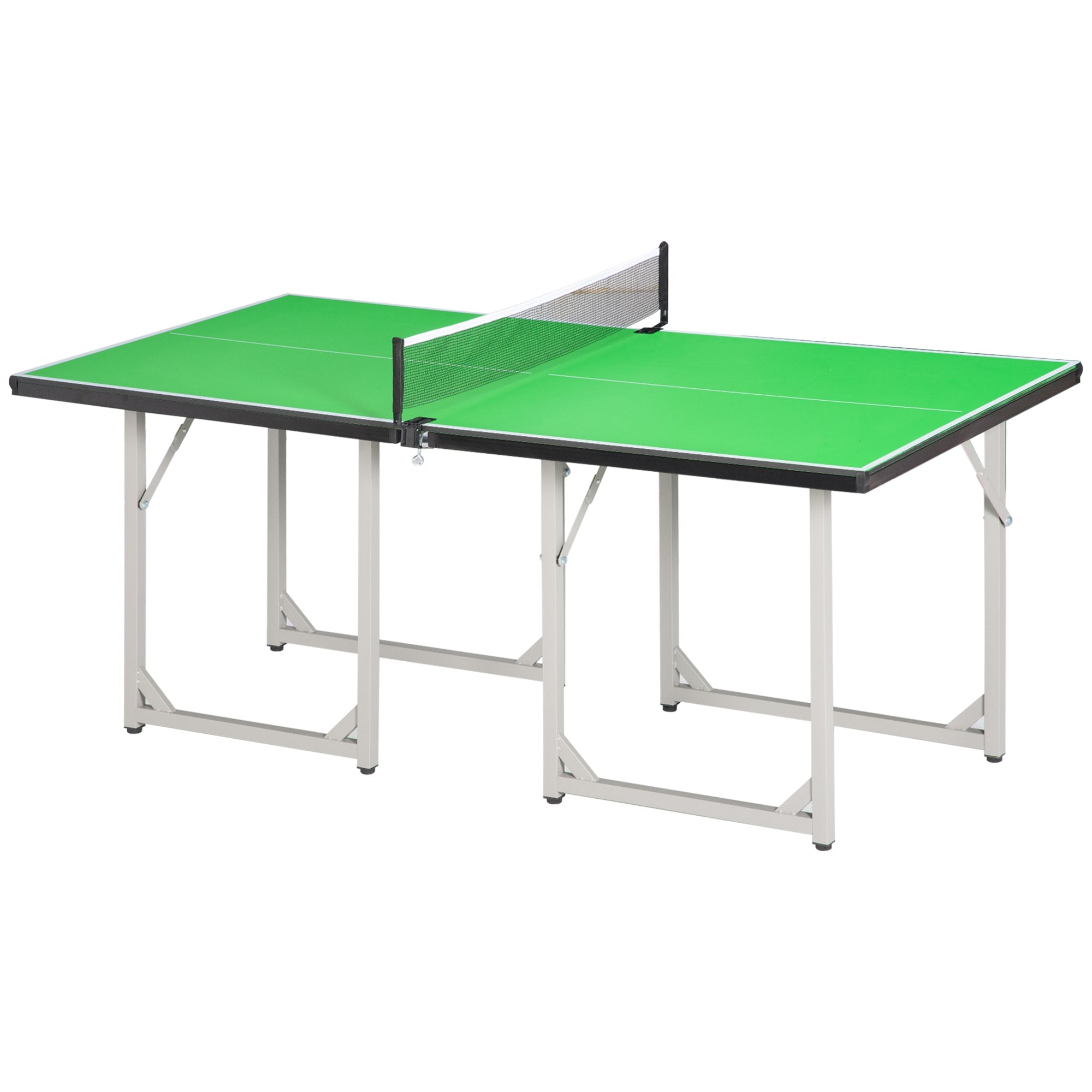 182cm Mini Tennis Table Folding Ping Pong Table with Net Multi-Use Table for Indoor Outdoor Game, Green-0