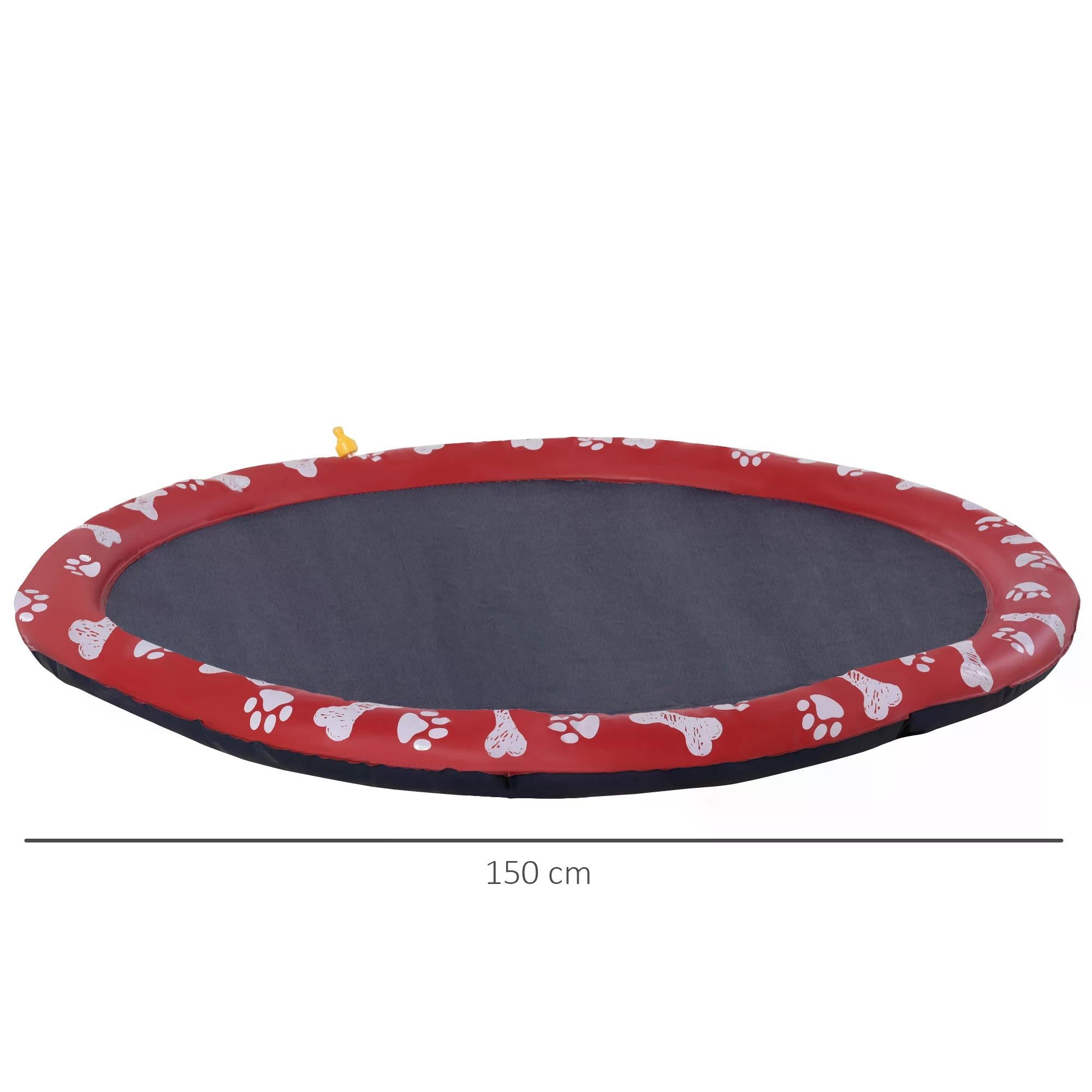 150cm Splash Pad Sprinkler for Pets Dog Bath Pool Water Game Mat Toy Non-slip Outdoor Backyard Red-3