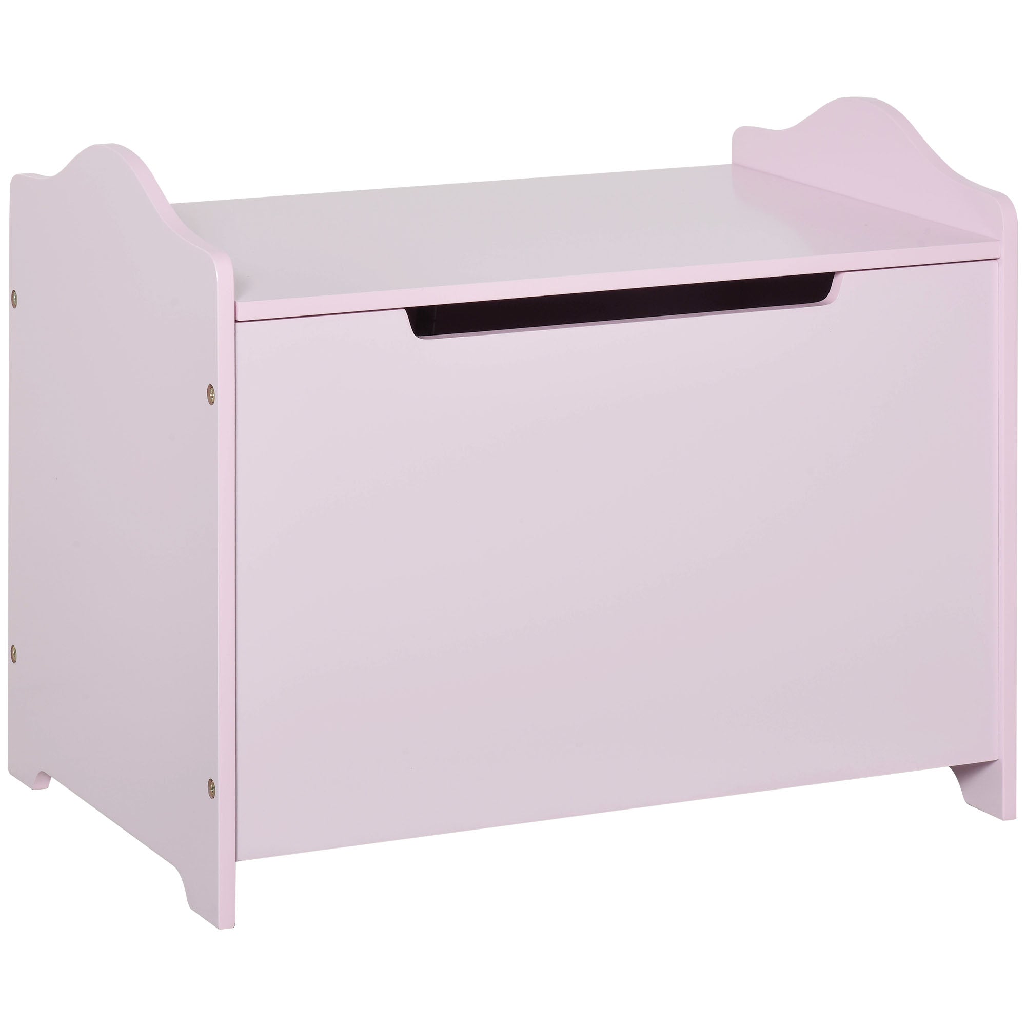 Wooden Kids Children Toy Storage Organizer Chest Safety Hinge Play Room Furniture Pink 60 x 40 x 48 cm-0