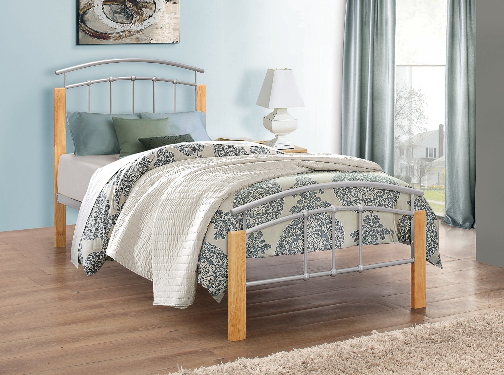 Tetras Single Bed - Beech & Silver-0