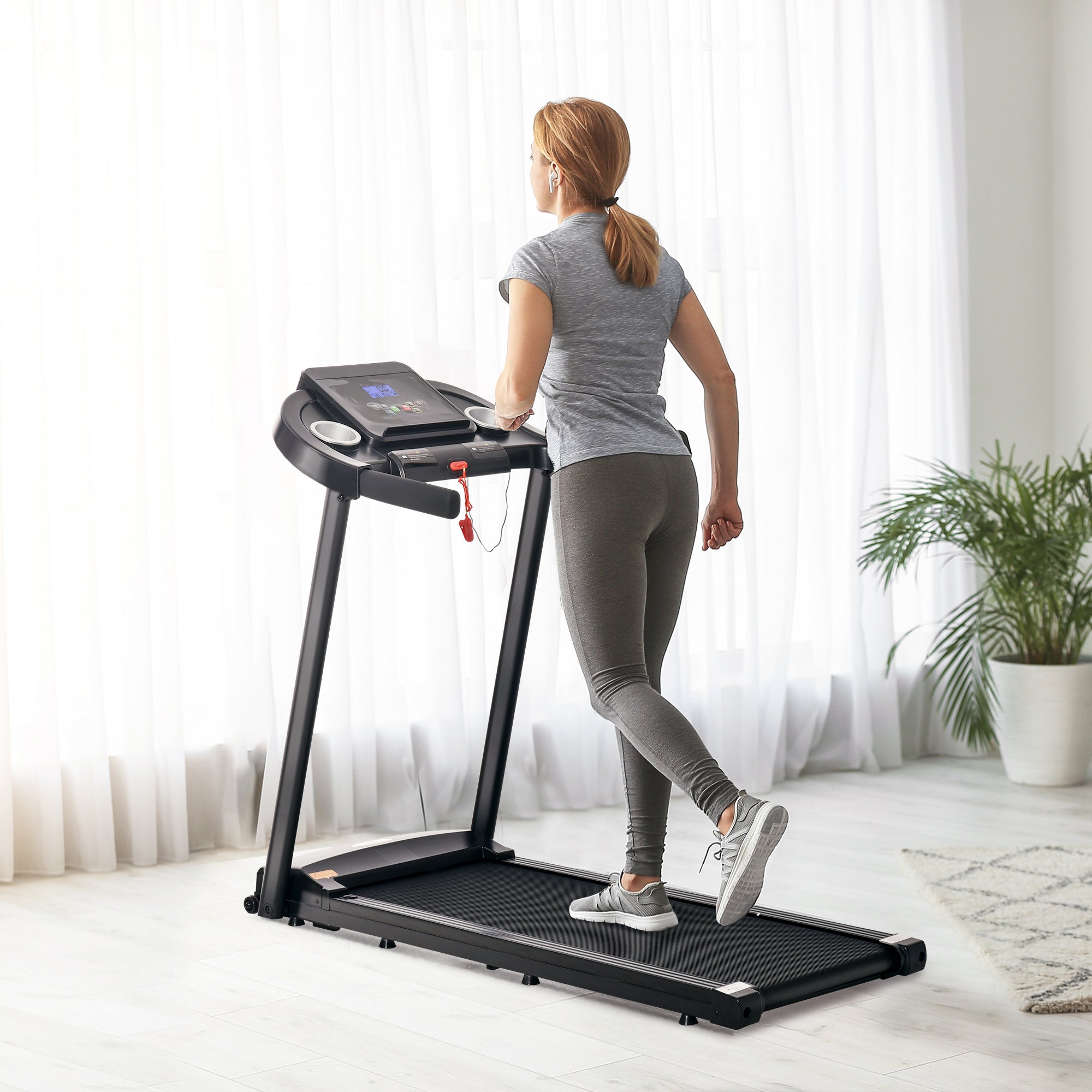 1.5HP Treadmill, 12km/h Electric 1.5HP Motorised Running Machine, w/ 12 Programs, LED Display, for Home Gym Indoor Fitness-1