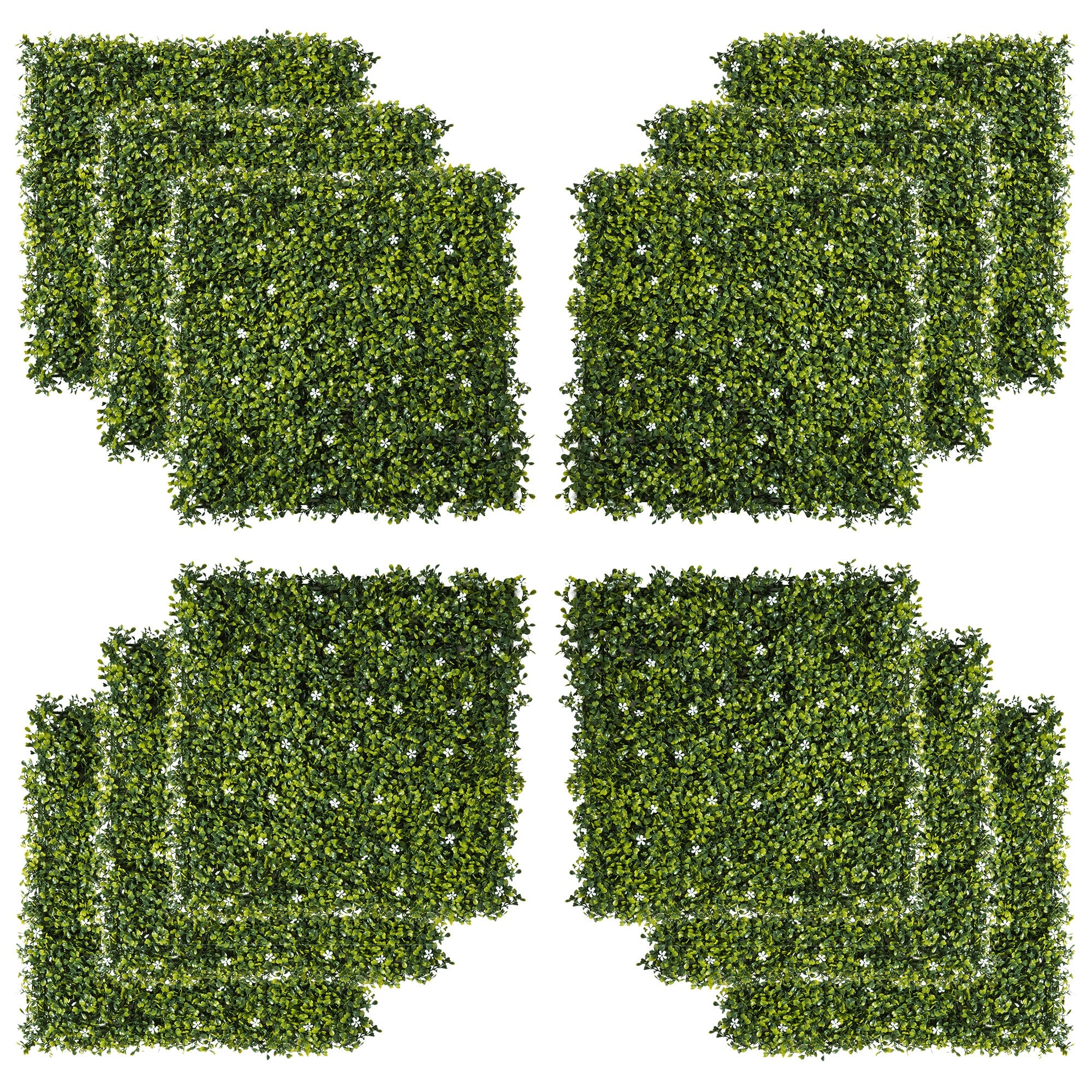 12PCS Artificial Boxwood Wall Panels 50cm x 50cm Grass Privacy Fence Screen Faux Hedge Greenery Backdrop Encrypted Milan Grass-0