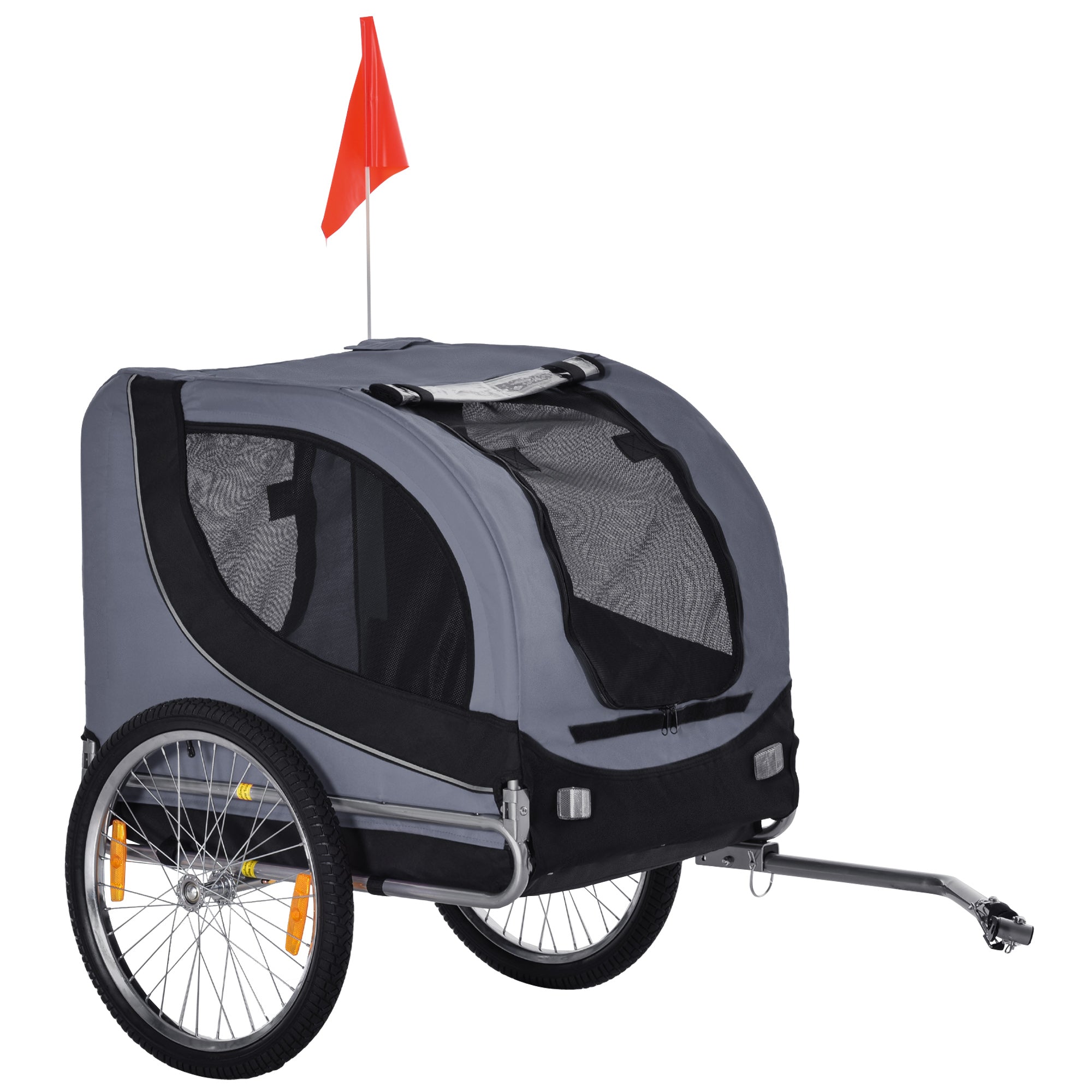 Dog Bike Trailer Steel Pet Cart Carrier for Bicycle Kit Water Resistant Travel Grey and Black-0