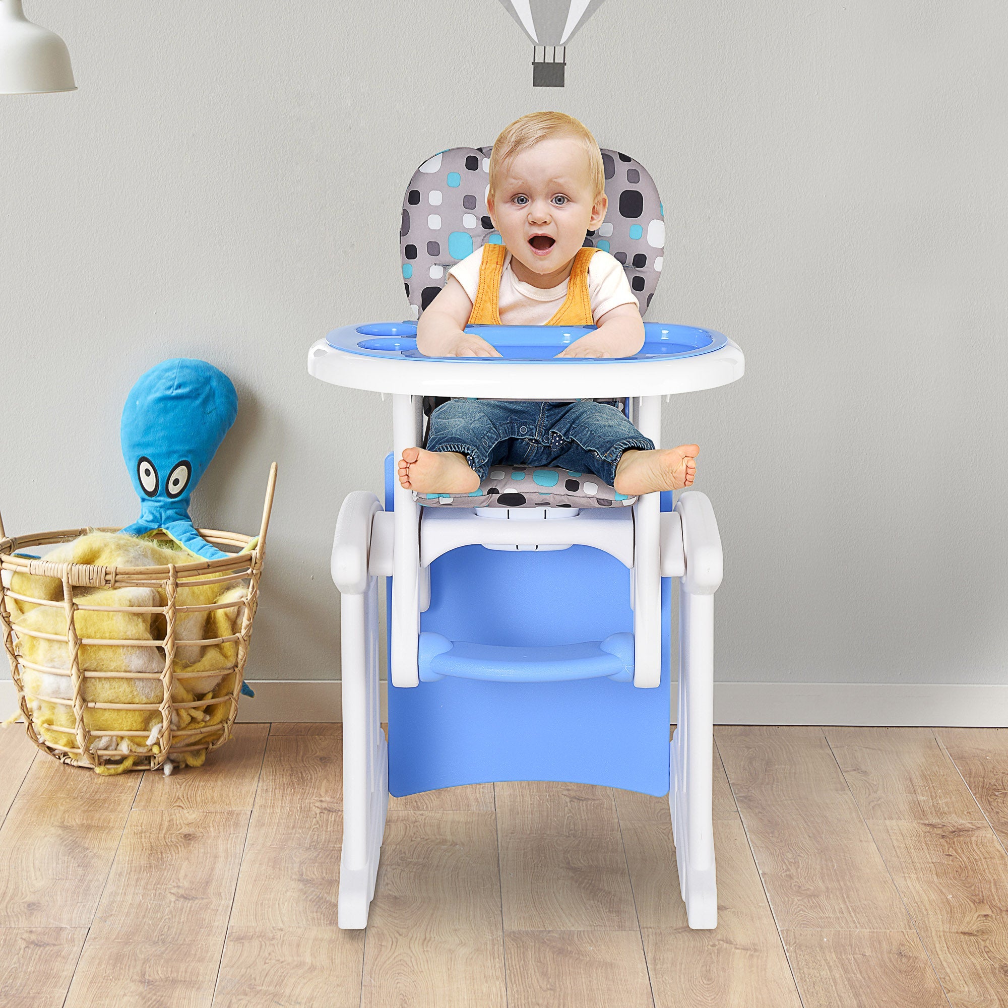 HDPE 3-in-1 Baby Booster High Chair Blue-1