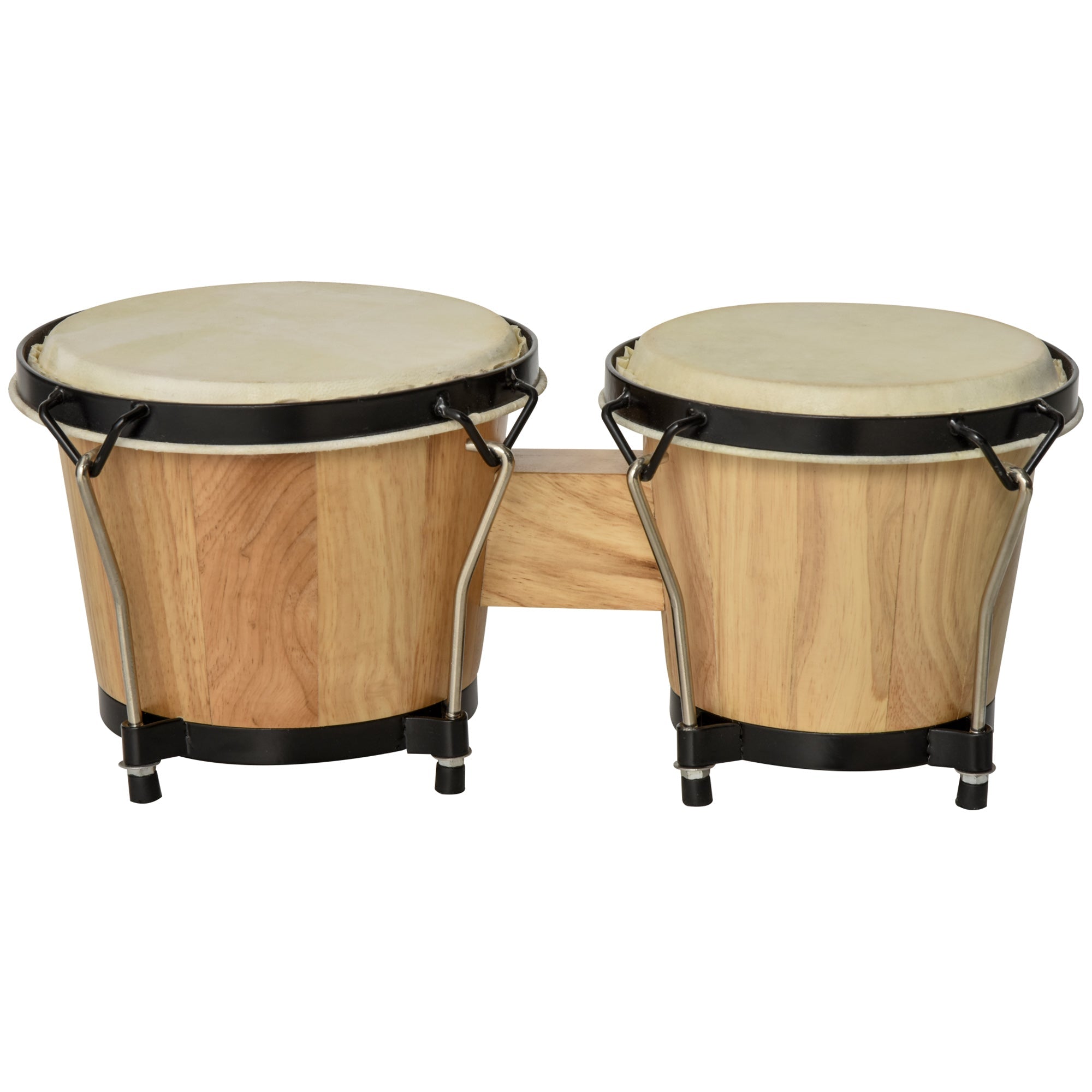 Wooden Bongo Drum Set w/ Sheepskin Drum Head, Percussion Instrument, 7.75" & 7" Drums, for Kids Adults, w/ Tuning Wrench-0