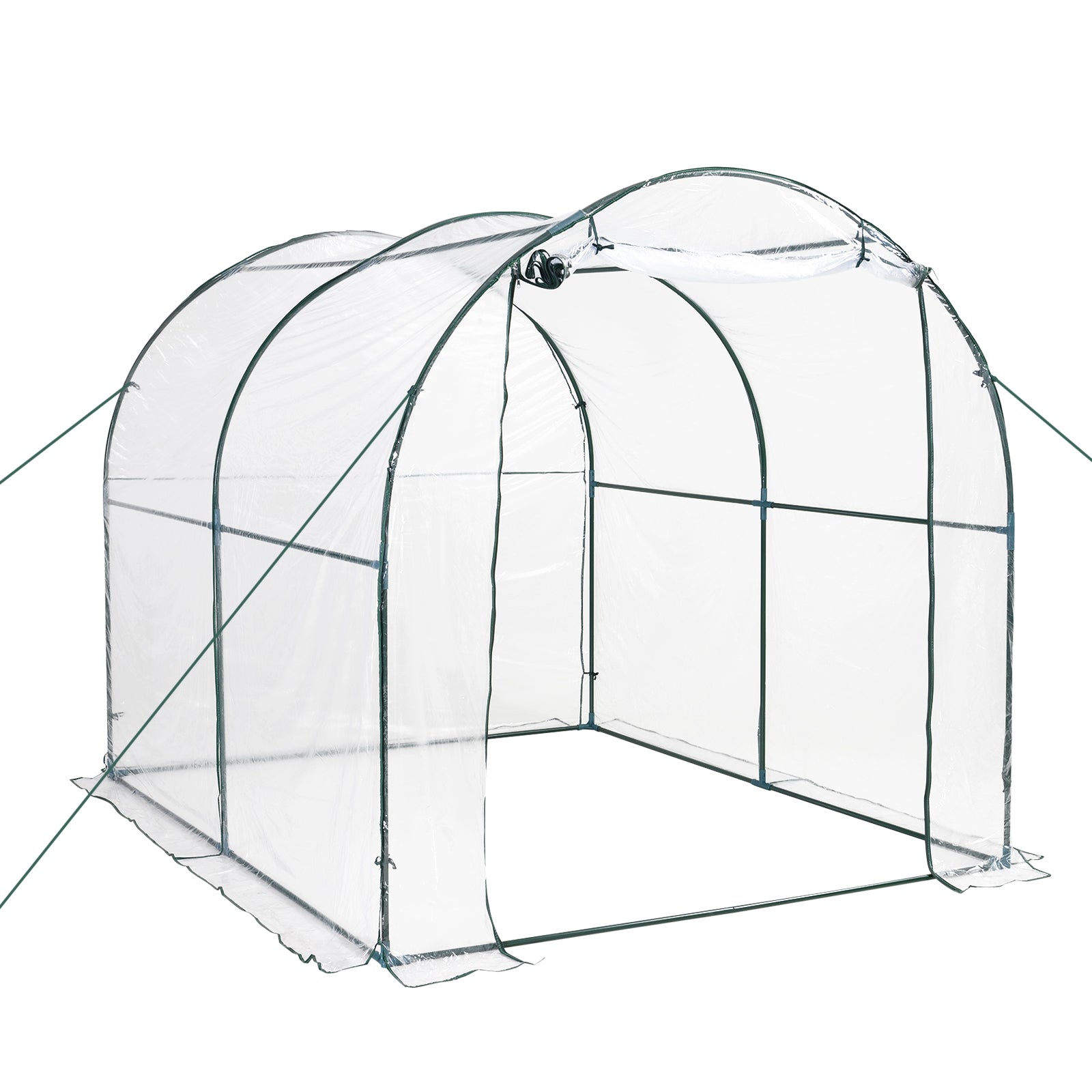 Walk-in Polytunnel Greenhouse with Roll-up Door Transparent Tunnel Greenhouse with Steel Frame and PVC Cover, 2.5 x 2m-0