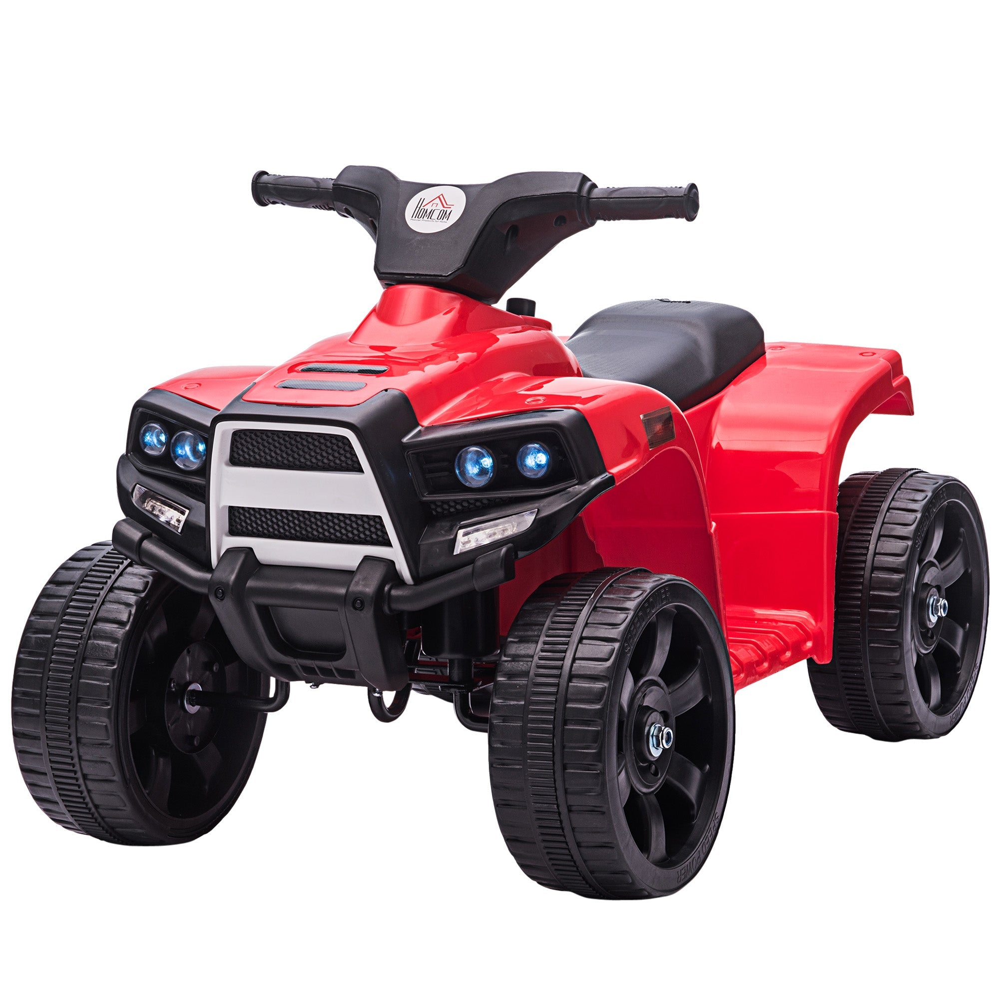 6 V Kids Ride on Cars Quad Bike Electric ATV Toy for Toddlers w/ Headlights Battery Powered for 18-36 months Black+Red-0