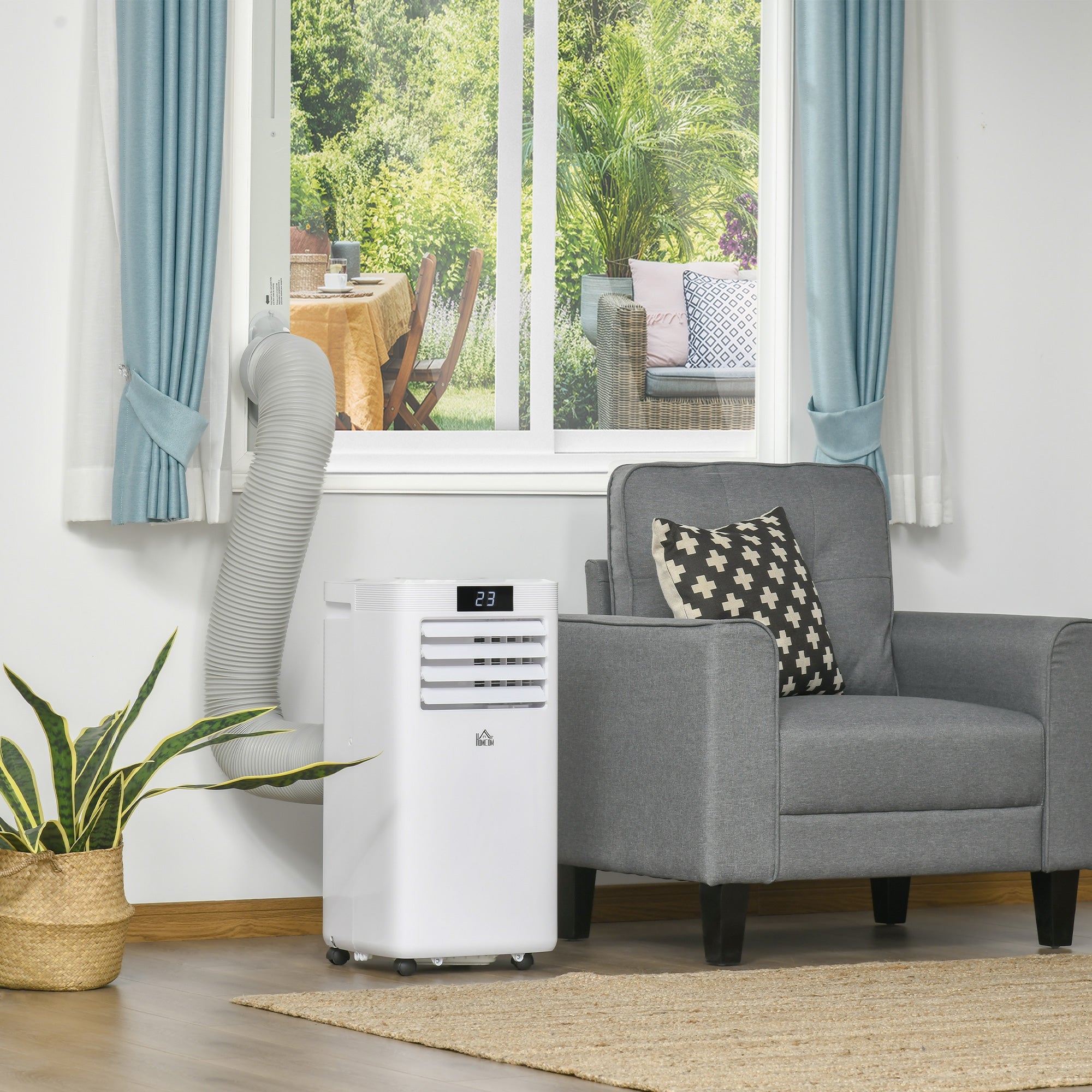 10000 BTU Air Conditioner Portable AC Unit for Cooling Dehumidifying Ventilating with Remote Controller, LED Display, Timer, for Bedroom, White-1