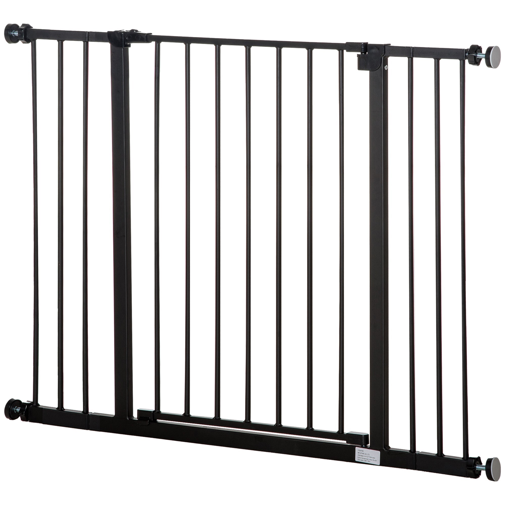 Dog Gate Pet Safety Gate Stair Barrier Auto Close Door Adjustable 76 - 107 cm, Black-0