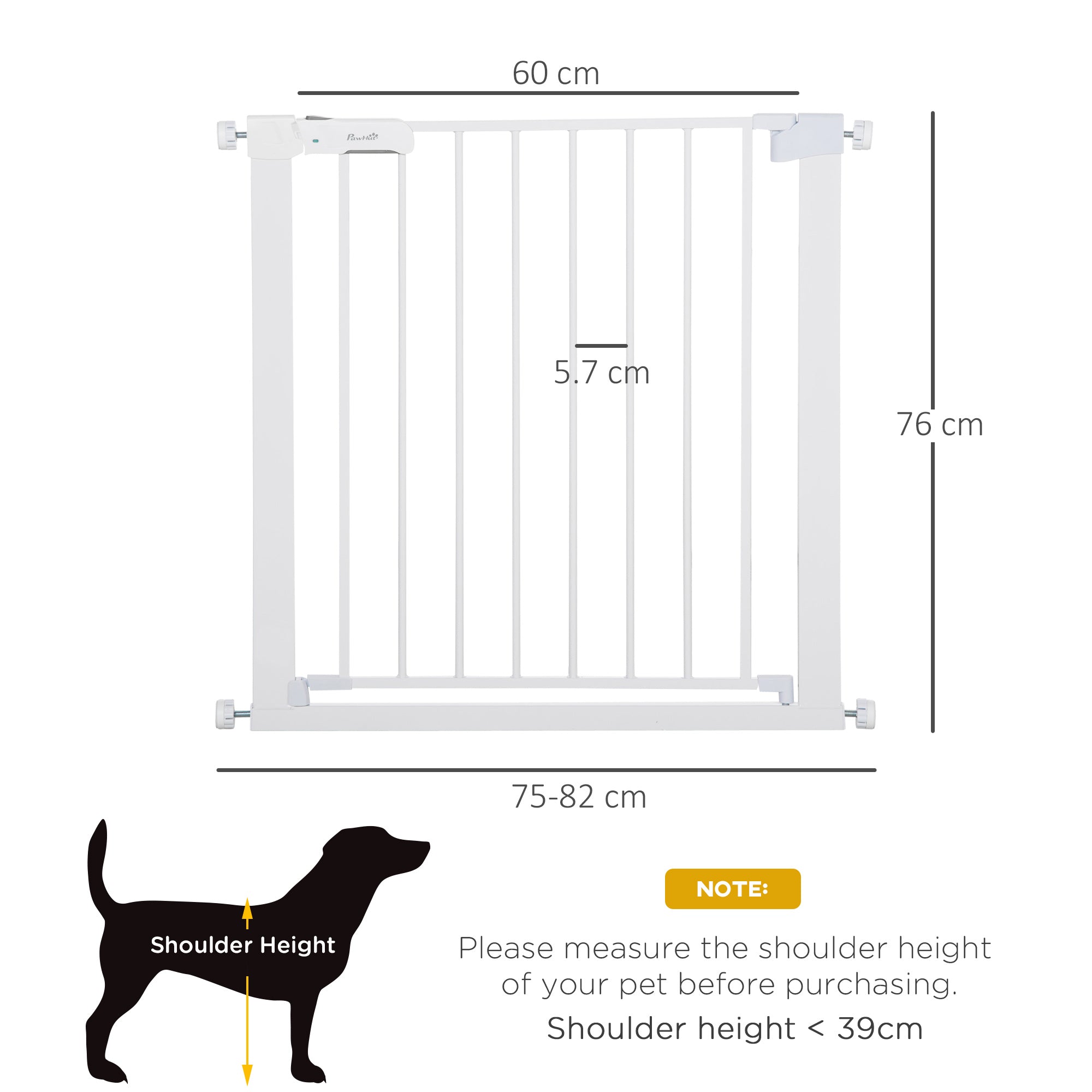 Adjustable Pet Safety Gate Dog Barrier Home Fence Room Divider Stair Guard Mounting White (76 H x 75-82W cm)-2