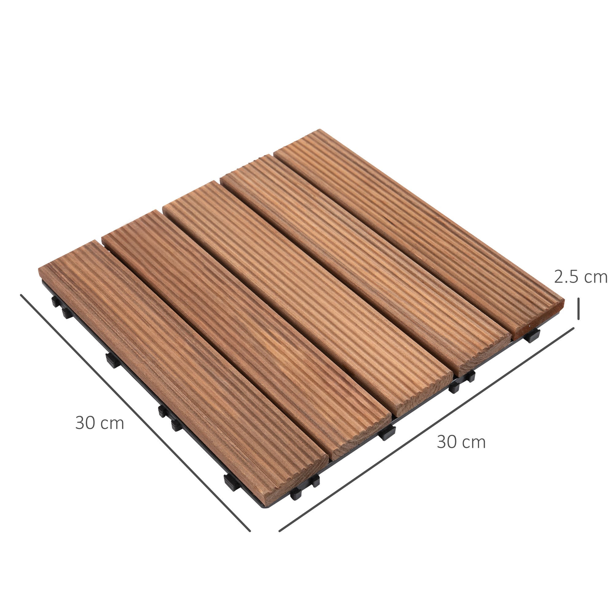 27 Pcs Floor Tiles Interlocking Solid Wood DIY Deck Tiles Indoor Outdoor Flooring-2