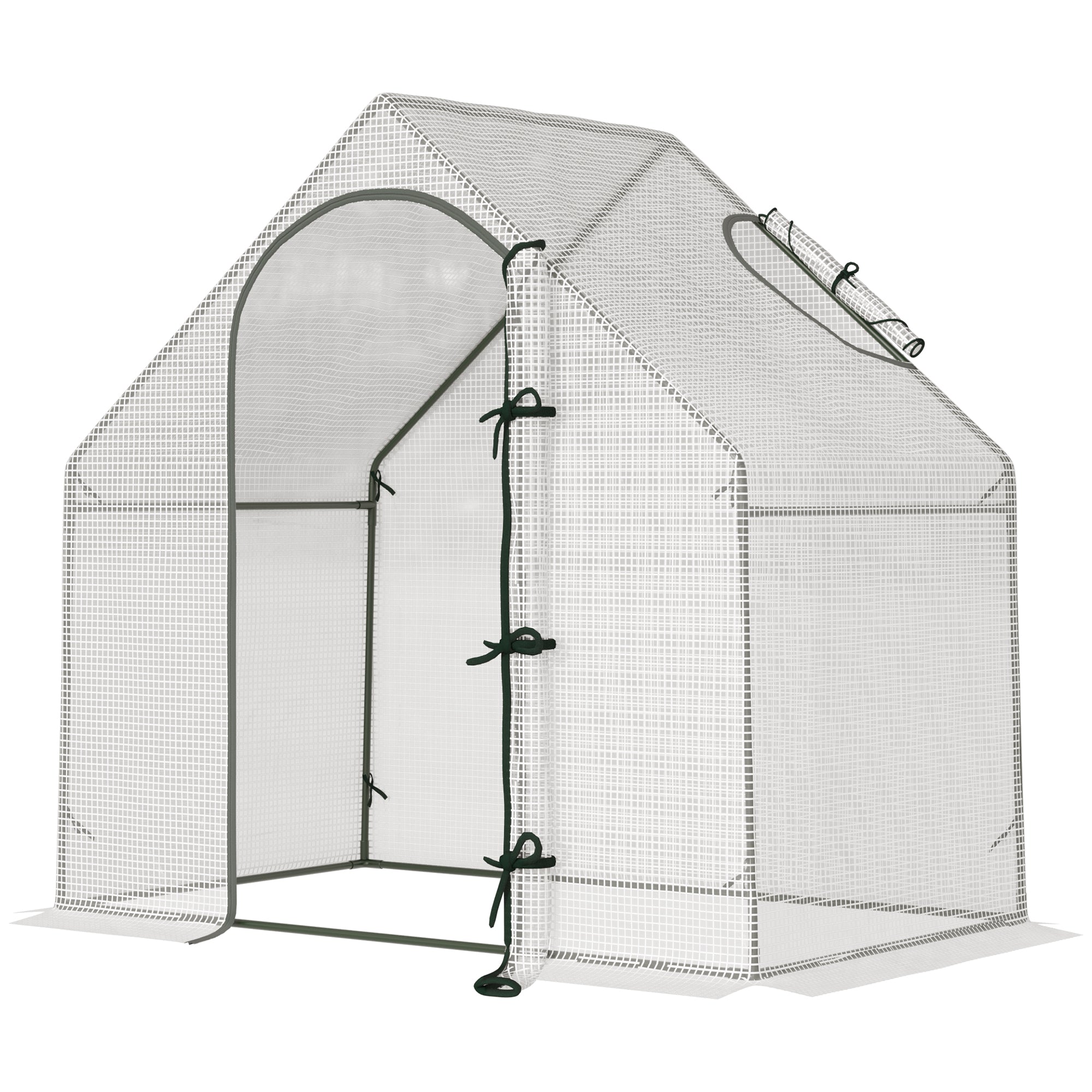 Walk-In Greenhouse Vegetable Plant herb Garden Grow House w/ Window Roll-Up Door Steel Frame All-Year Portable, 180 x 100 x 168cm, White-0