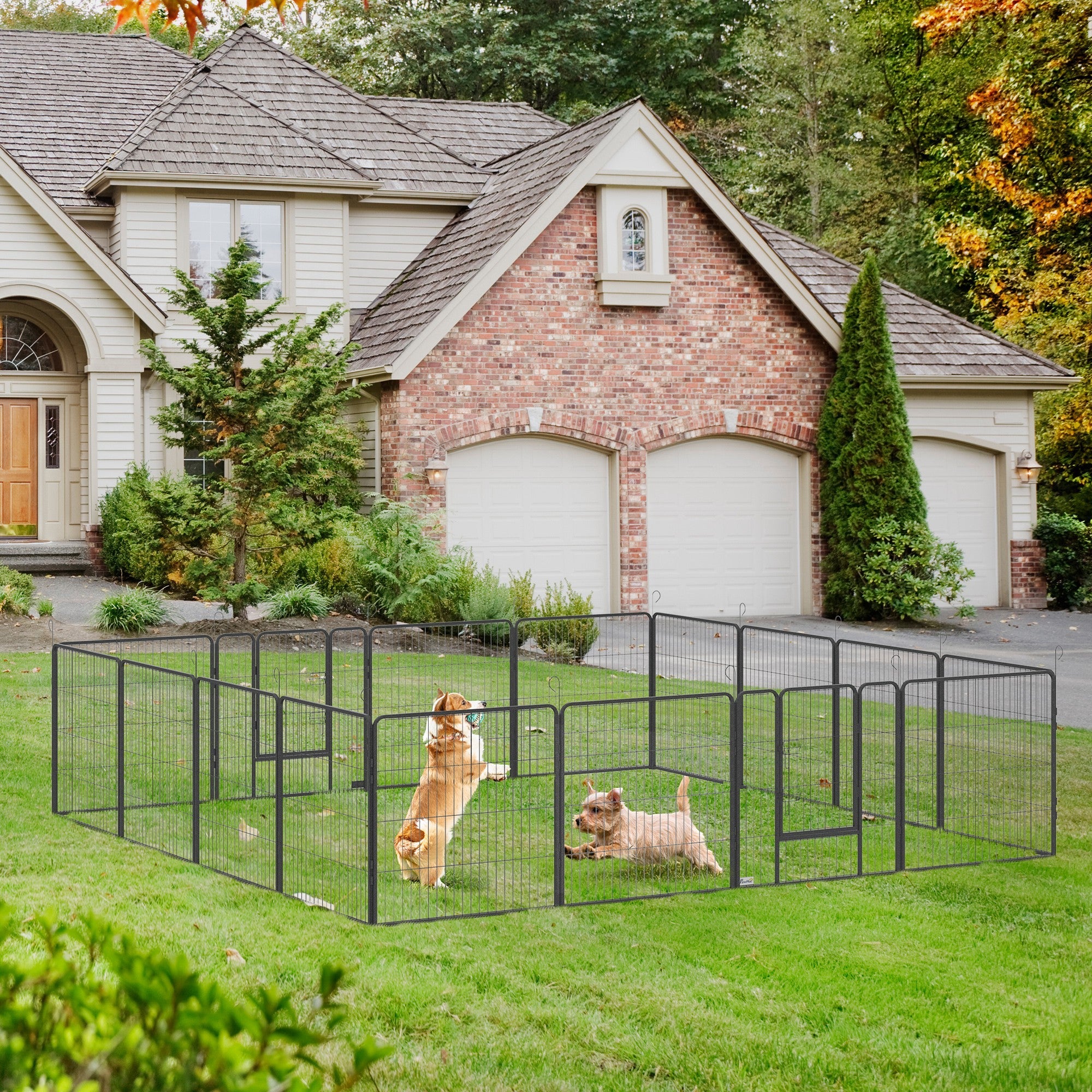 16 Panels Heavy Duty Puppy Playpen, for Small and Medium Dogs, Indoor and Outdoor Use - Grey-1