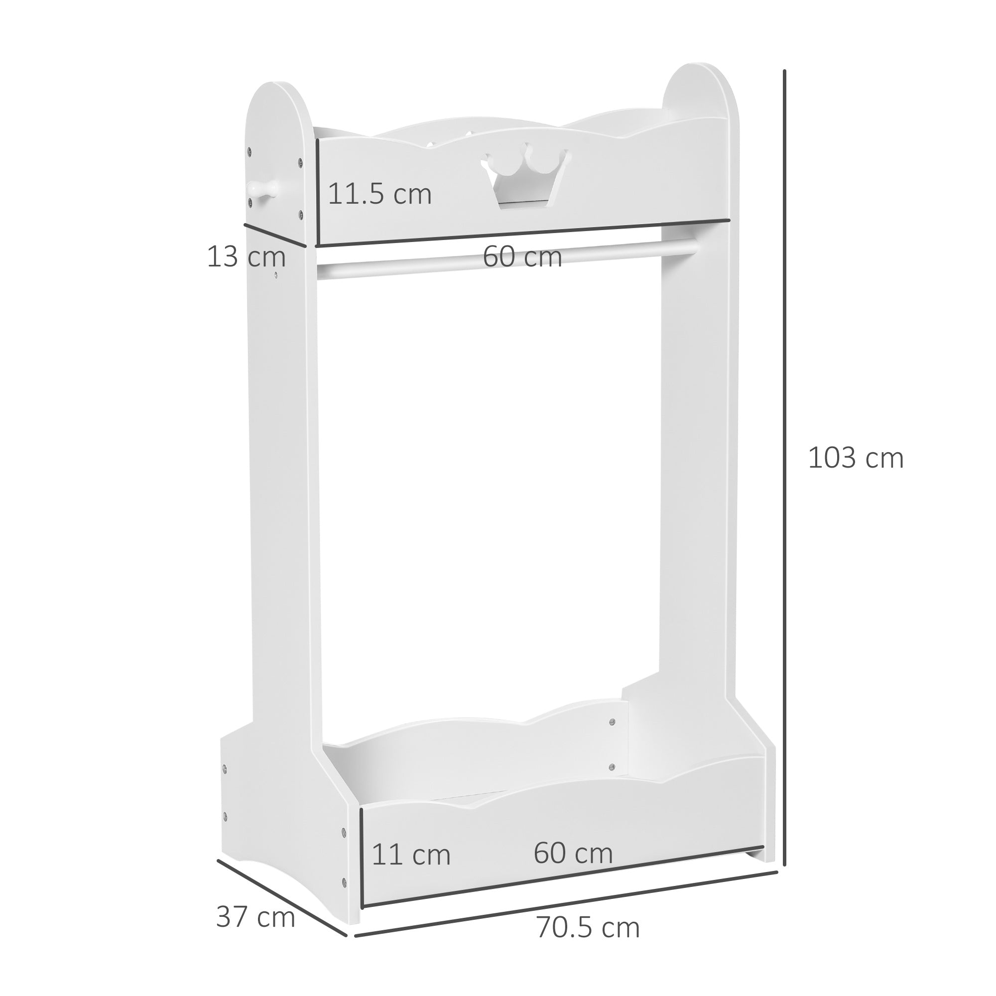 Kids Wood Clothes Rack Hall Tree with Storage Shelves Children Garment Rack Freestanding Wardrobe for 3-8 Years Toddler, White-2