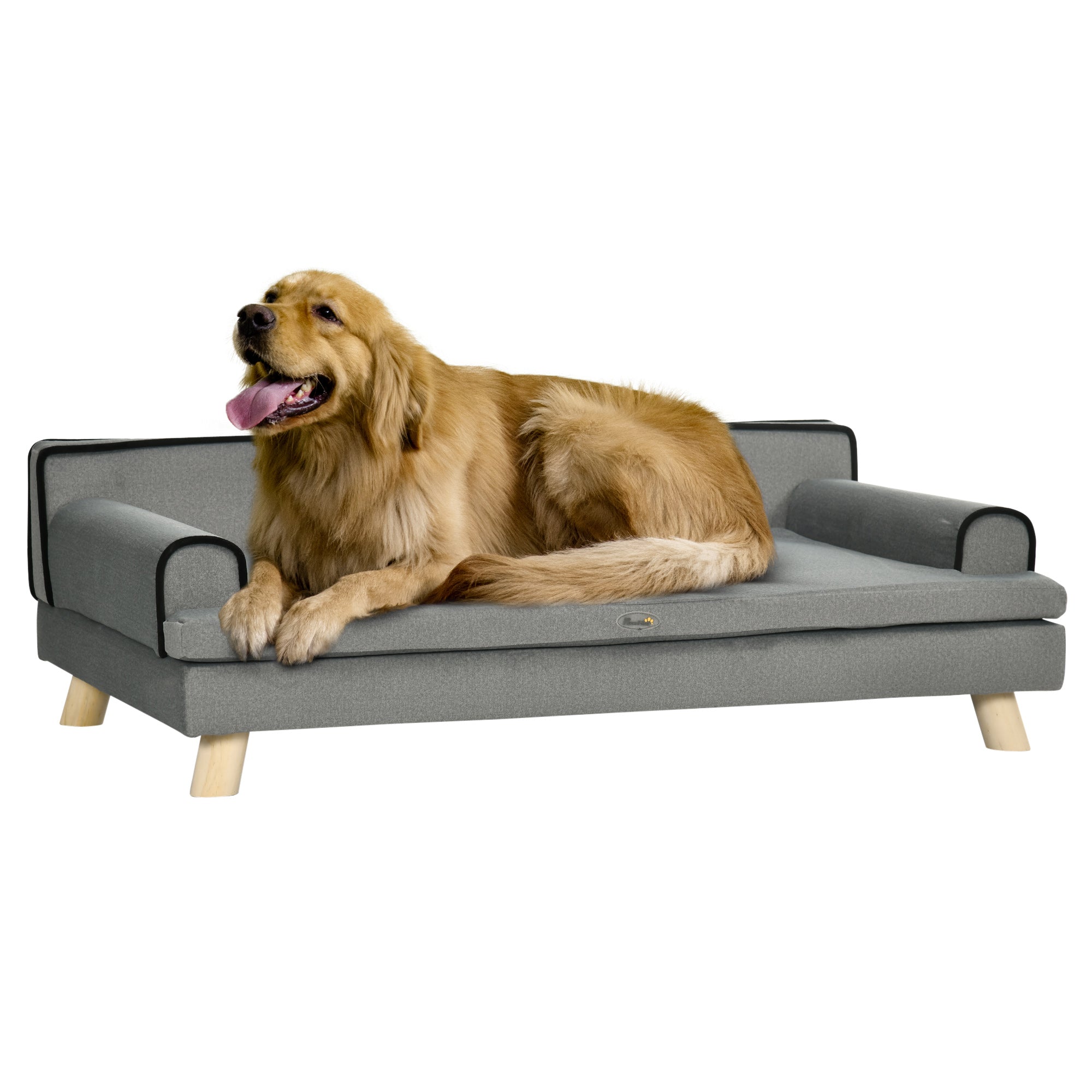 Dog Sofa with Legs Water-resistant Fabric, Pet Chair Bed for Large, Medium Dogs, Grey, 100 x 62 x 32 cm-0